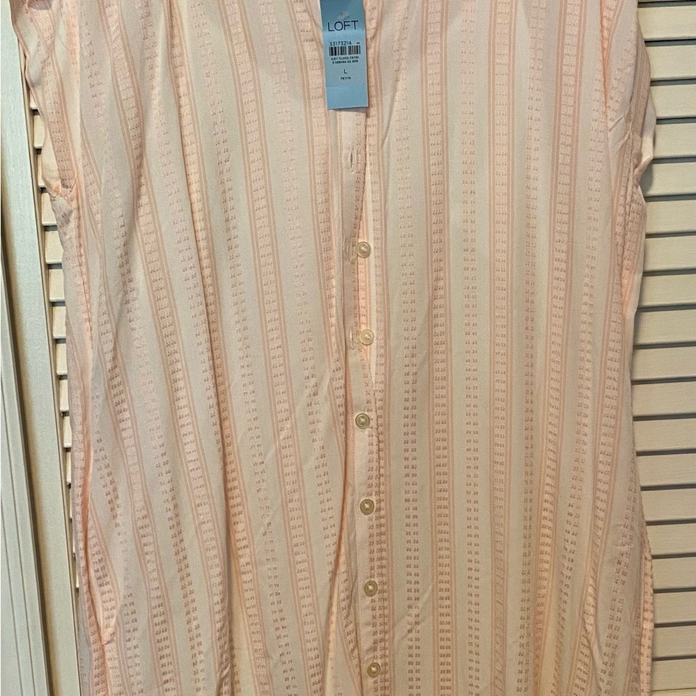 LOFT Pink Casual Button Down Dress NWT